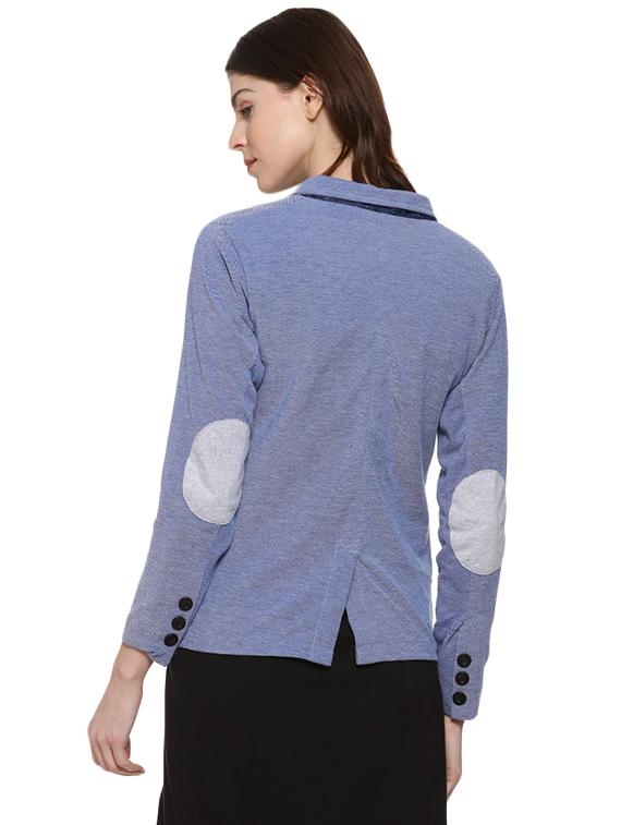 contrast patch button detail casual blazer - 16507452 - Zoom Image - 3