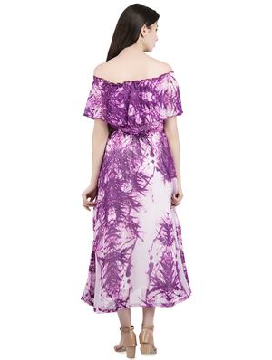 off shoulder cape sleeved a-line dress - 16508845 - Standard Image - 3