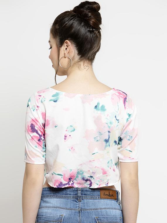 boat neck printed crop top - 16508894 - Zoom Image - 3
