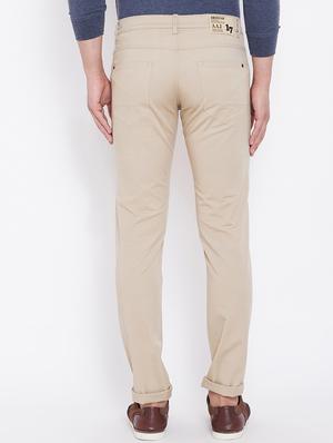 beige solid chinos - 16509371 - Standard Image - 3