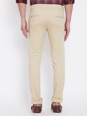 beige solid chinos - 16509400 - Standard Image - 3