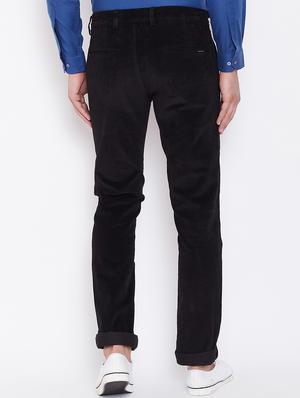 black solid corduroy casual trouser - 16509403 - Standard Image - 3