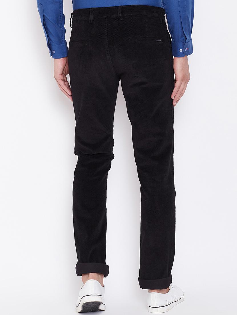 black solid corduroy casual trouser - 16509403 - Zoom Image - 3