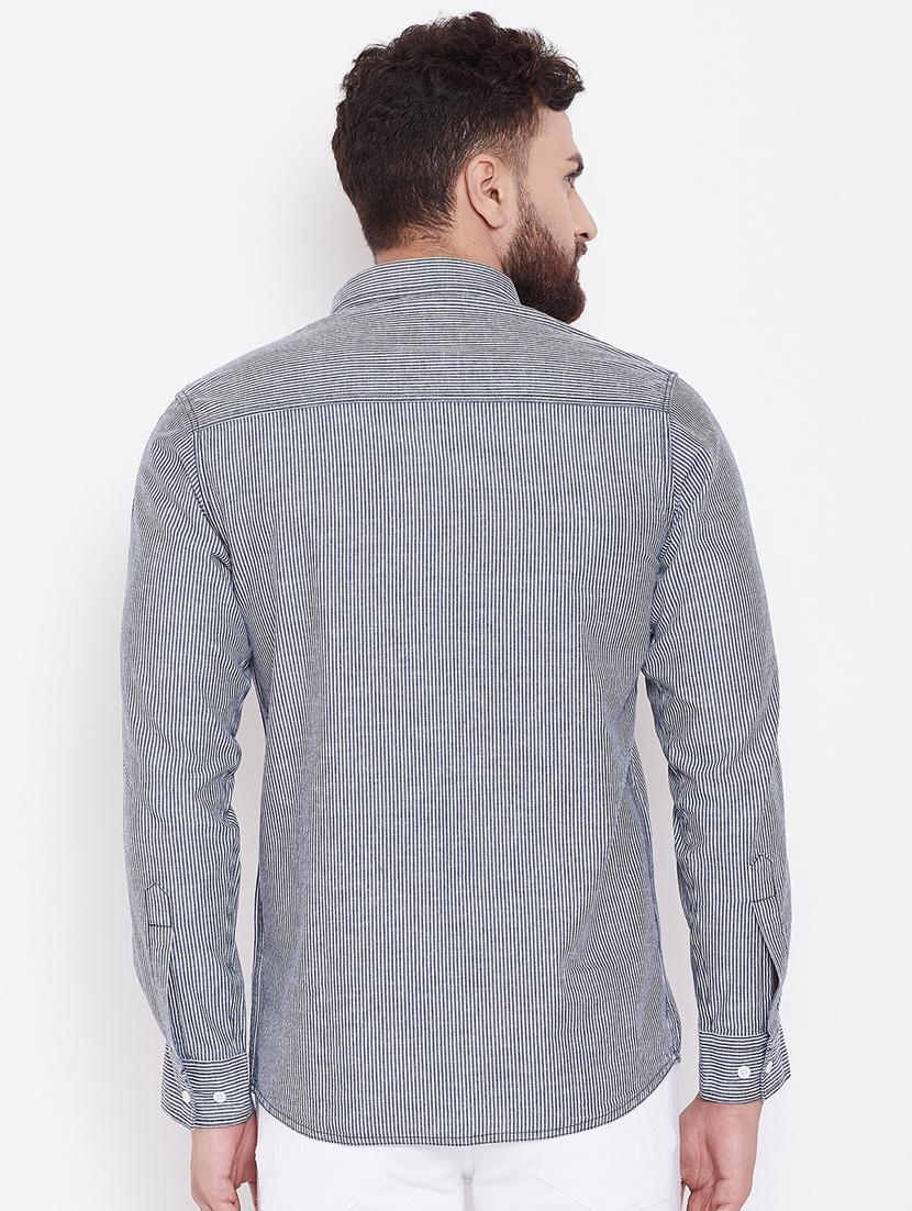 grey denim striped casual shirt - 16509420 - Zoom Image - 3
