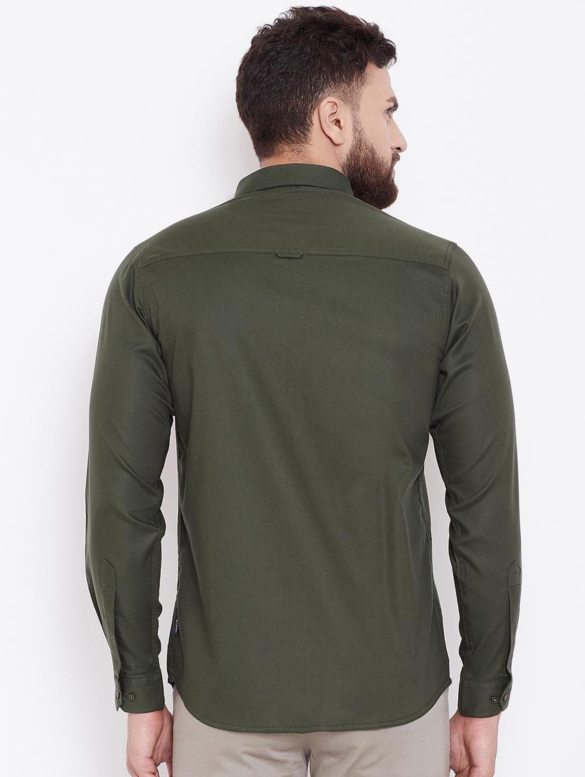 green solid casual shirt - 16509427 - Zoom Image - 3