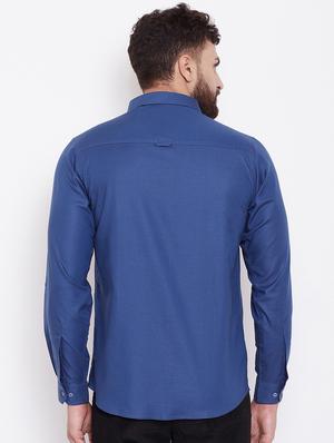 blue solid casual shirt - 16509428 - Standard Image - 3