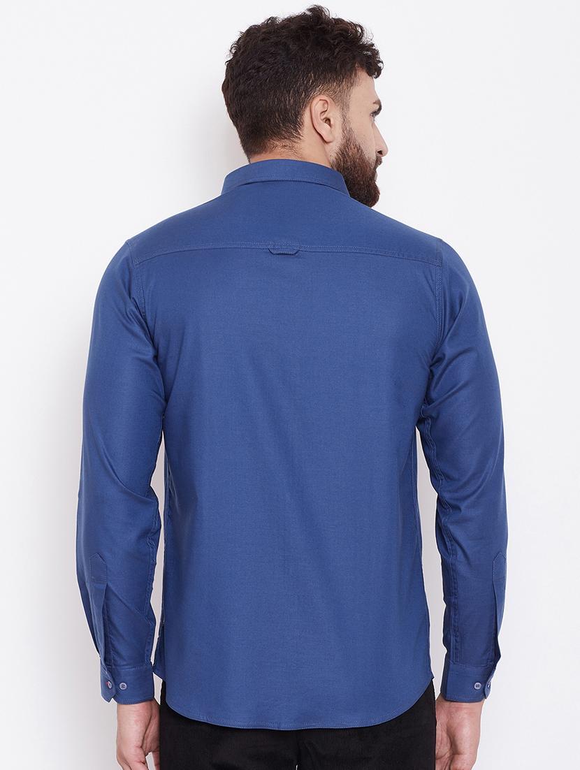 blue solid casual shirt - 16509428 - Zoom Image - 3