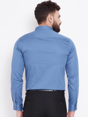 blue self design formal shirt - 16509445 - Standard Image - 3