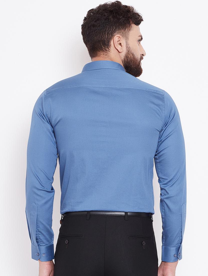 blue self design formal shirt - 16509445 - Zoom Image - 3