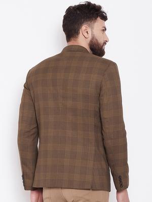 brown single breasted checkered casual blazer - 16509459 - Standard Image - 3