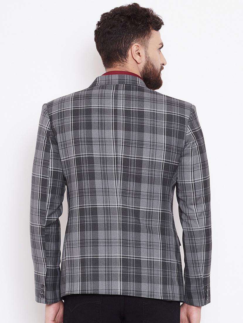 grey single breasted checkered casual blazer - 16509461 - Zoom Image - 3