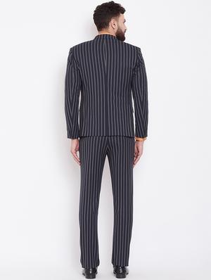 navy blue single breasted striped suit - 16509462 - Standard Image - 3