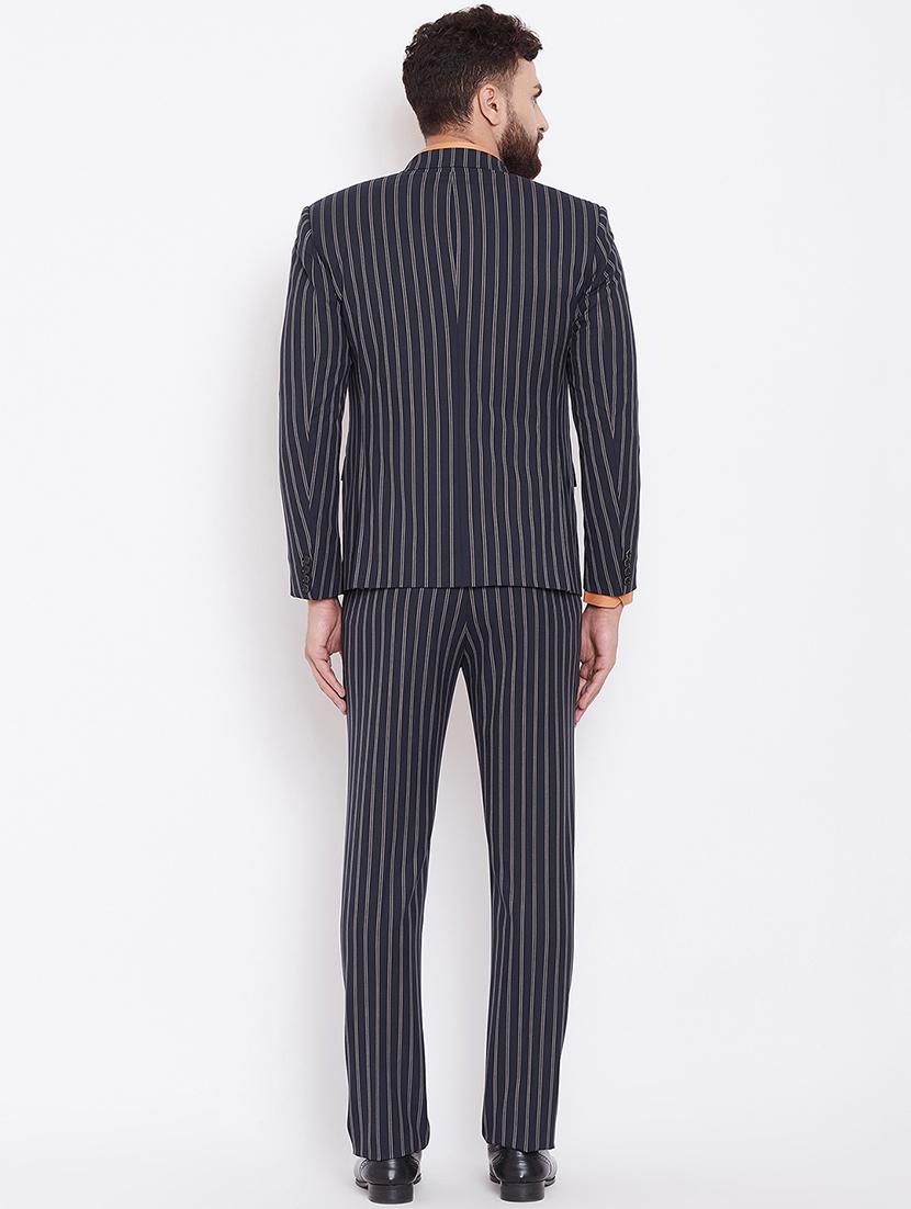 navy blue single breasted striped suit - 16509462 - Zoom Image - 3