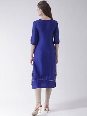block print silk straight kurta - 16511010 - Standard Image - 3