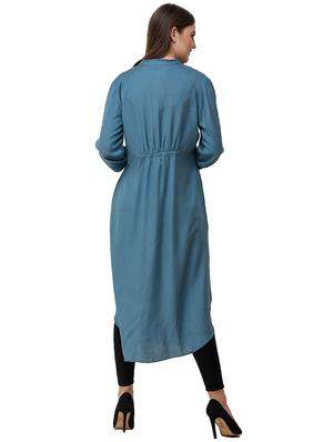 button up gathered hijab dress - 16512892 - Standard Image - 3