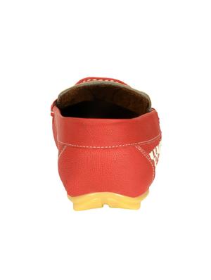 shoes kingdom red leatherette slip on loafers - 16513487 - Standard Image - 3
