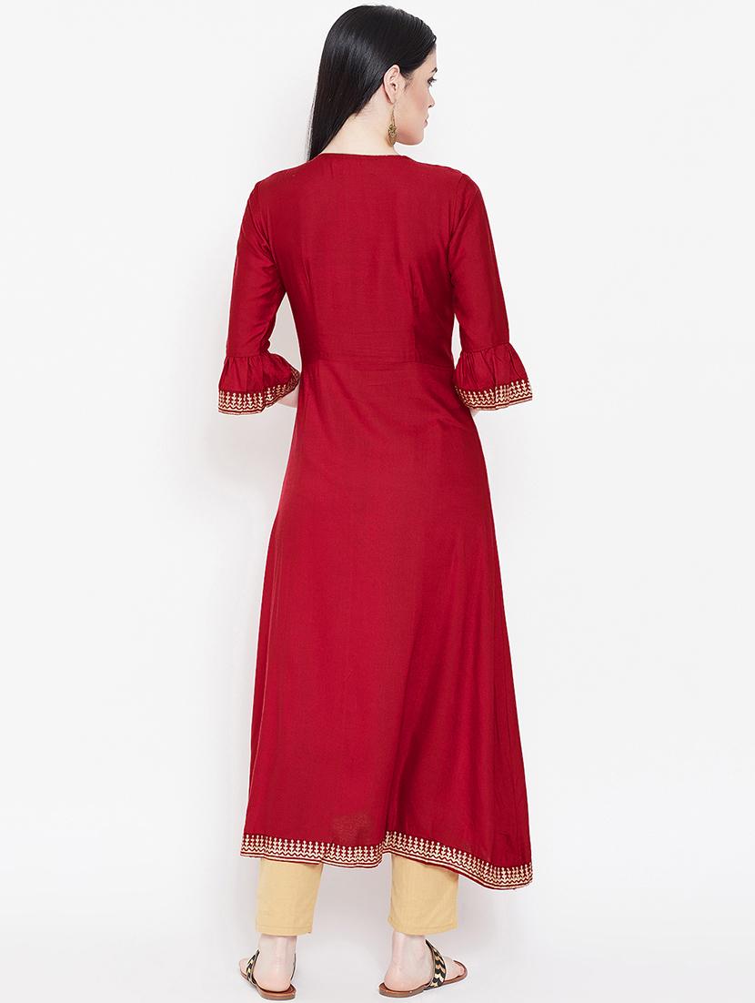 block print a-line kurta pant set - 16514876 - Zoom Image - 3