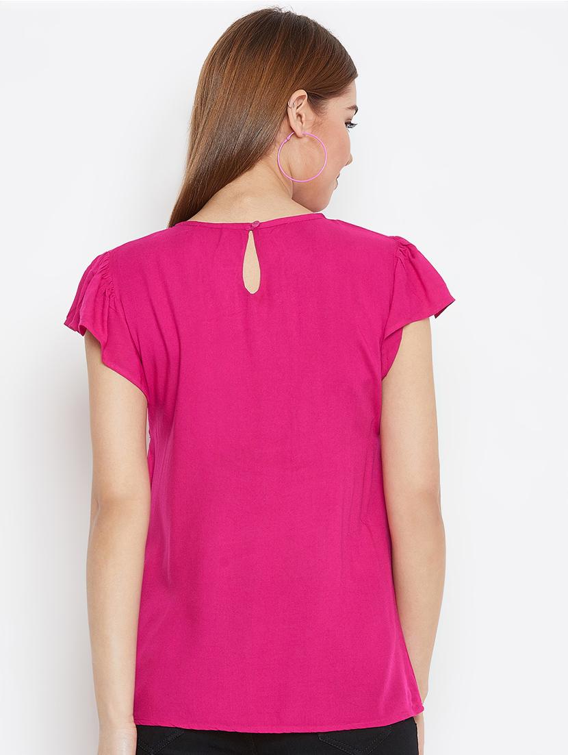 gathered detail embroidered detail top - 16517547 - Zoom Image - 3