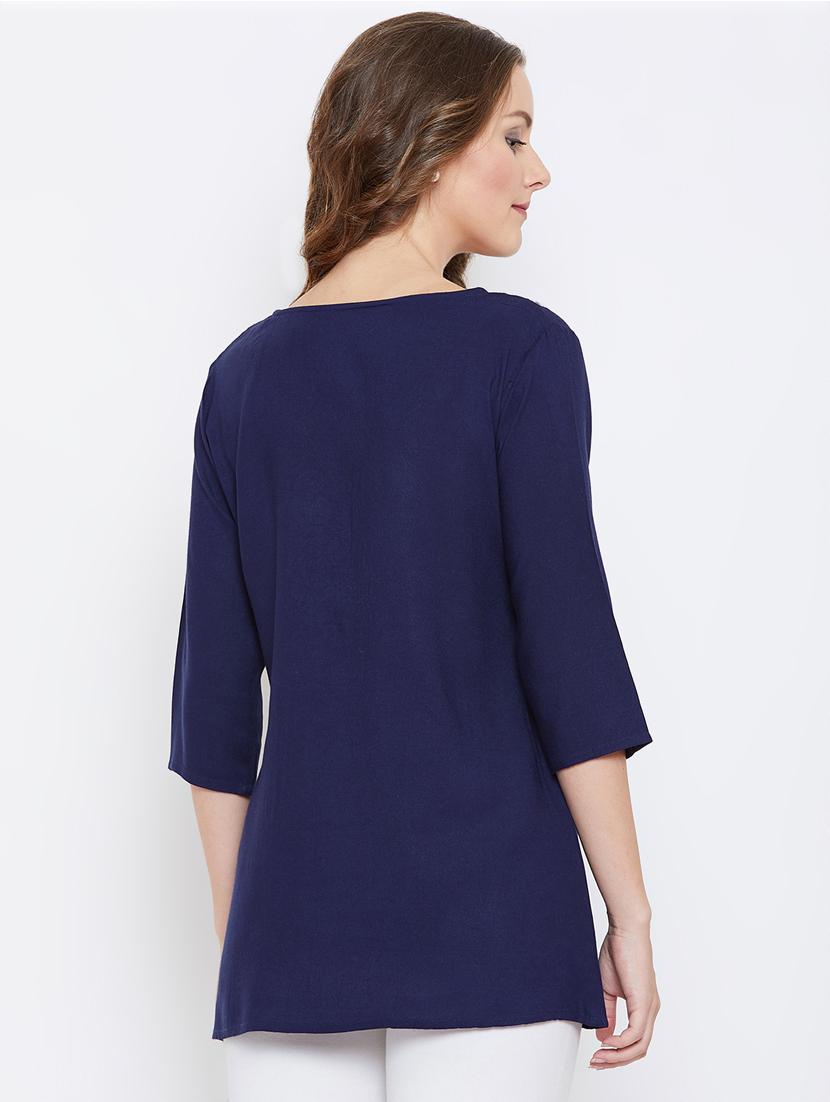 embroidered detail solid tunic - 16517553 - Zoom Image - 3