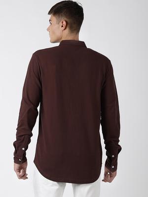 brown solid casual shirt - 16517896 - Standard Image - 3