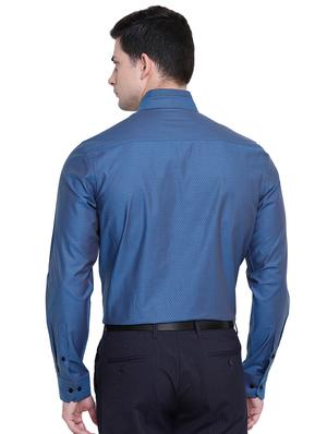 blue self design formal shirt - 16518041 - Standard Image - 3