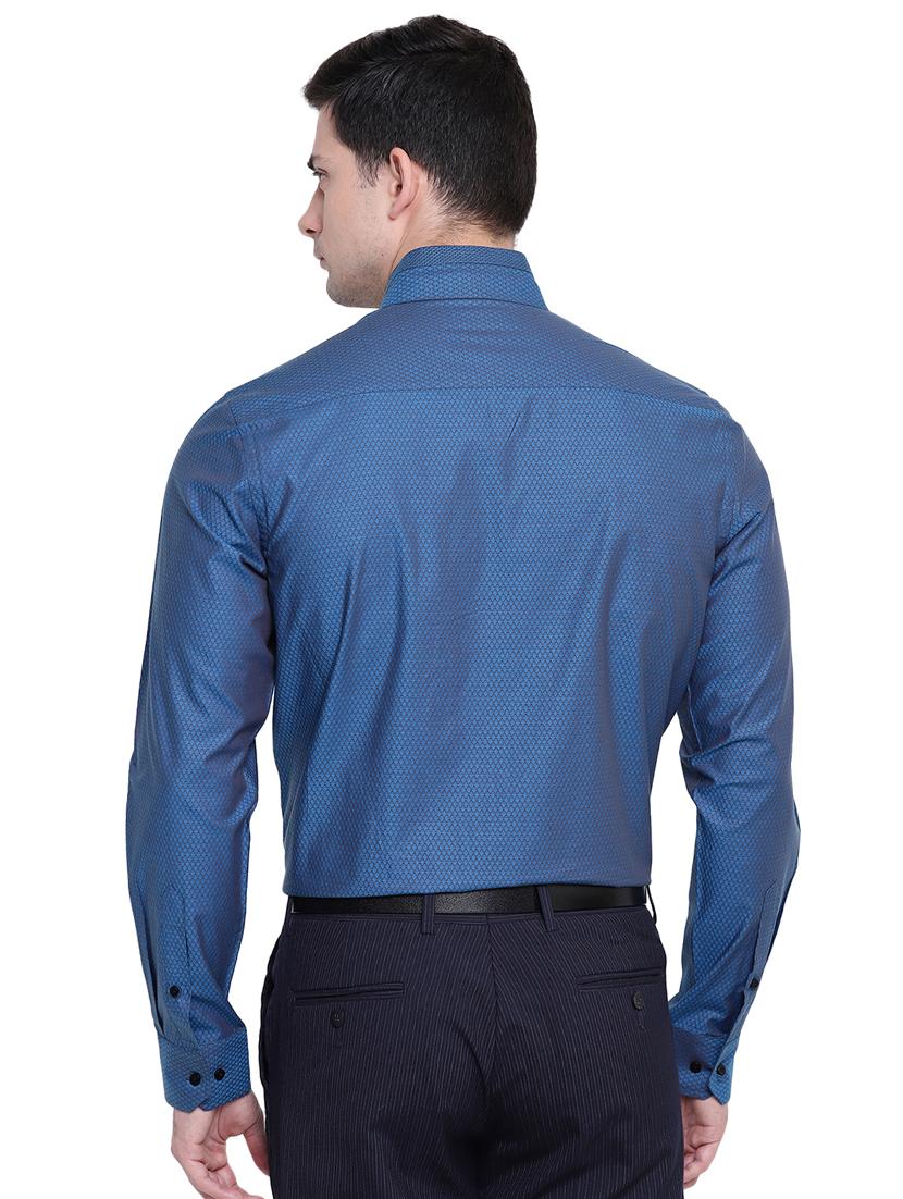 blue self design formal shirt - 16518041 - Zoom Image - 3