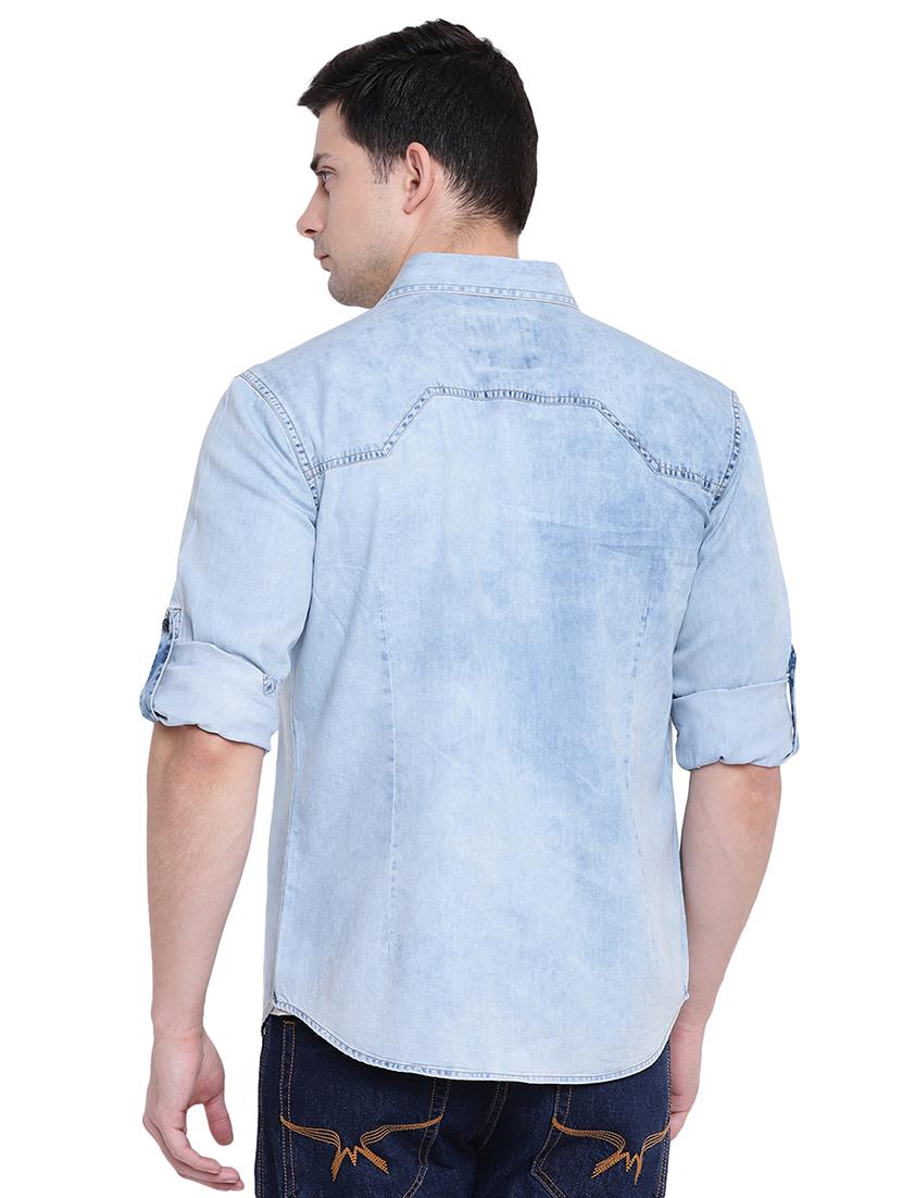 blue denim casual shirt - 16518054 - Zoom Image - 3