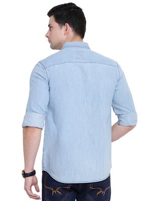 blue denim casual shirt - 16518055 - Standard Image - 3