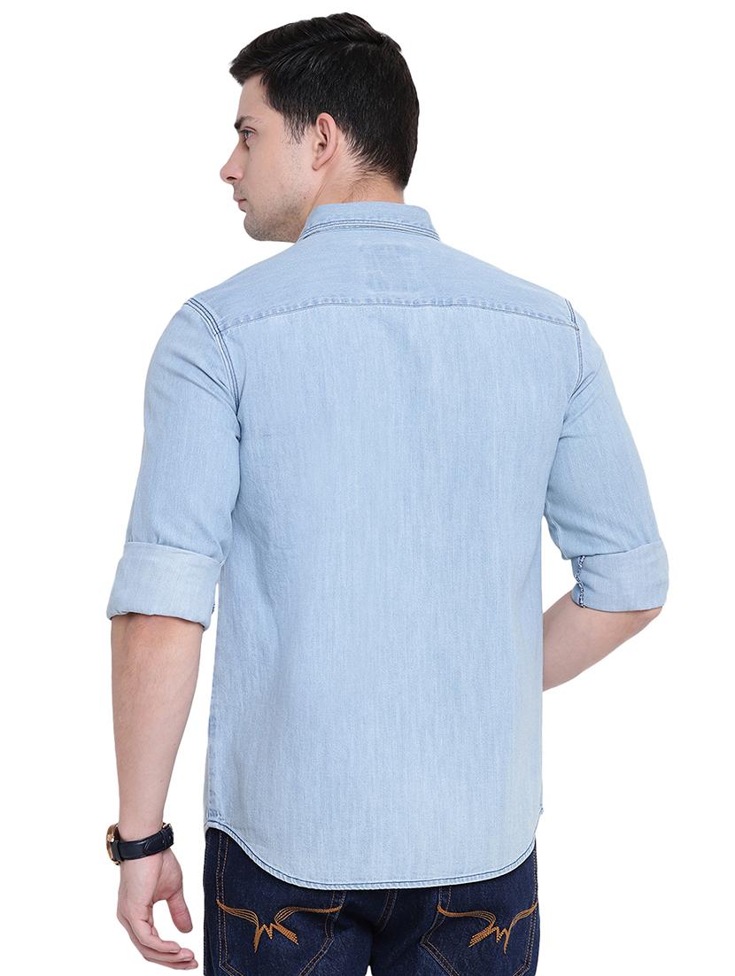 blue denim casual shirt - 16518055 - Zoom Image - 3
