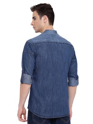 blue denim casual shirt - 16518060 - Standard Image - 3