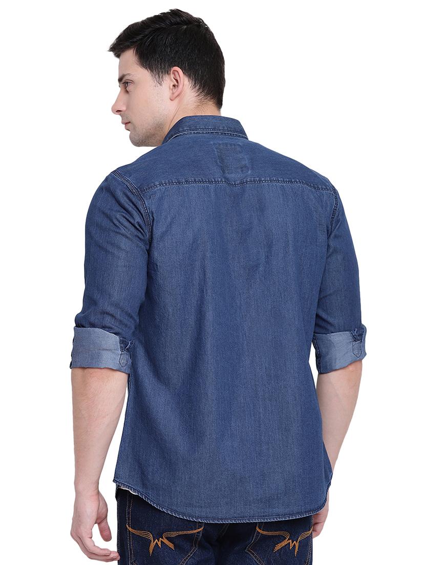 blue denim casual shirt - 16518063 - Zoom Image - 3