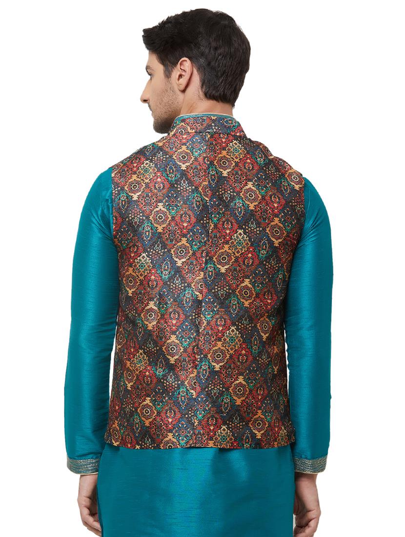 blue printed nehru jacket - 16518154 - Zoom Image - 3
