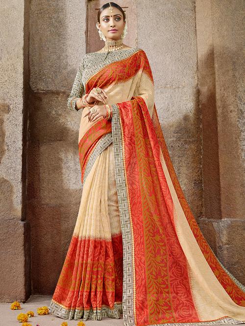 abstract printed saree with blouse - 16518357 - Very Small Image - 1