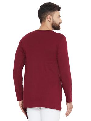 maroon solid asymmetric t-shirt - 16518738 - Standard Image - 3