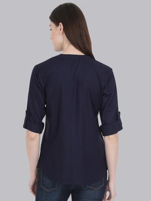 roll up sleeved mandarin neck shirt - 16519179 - Standard Image - 3