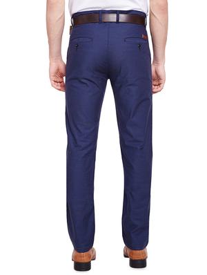 blue solid flat front formal trouser - 16519573 - Standard Image - 3