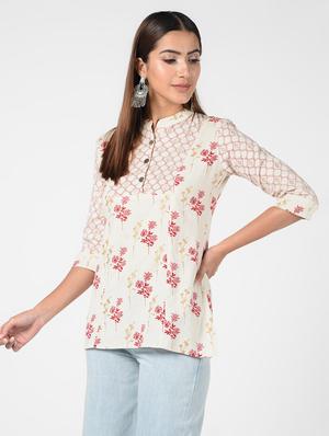 printed straight kurti - 16520041 - Standard Image - 3