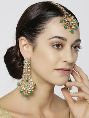 green brass maang teeka - 16520200 - Standard Image - 3