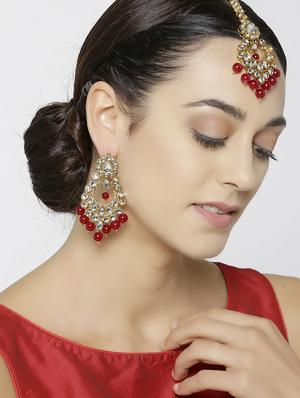 red brass maang teeka - 16520201 - Standard Image - 3