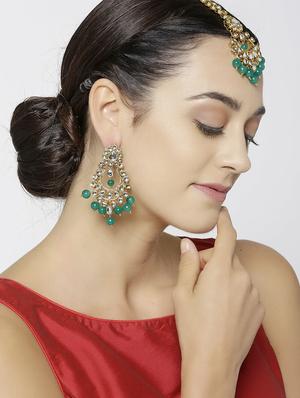 green brass maang teeka - 16520202 - Standard Image - 3