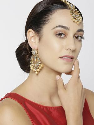 gold brass maang teeka - 16520203 - Standard Image - 3