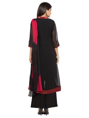 black georgette kurta palazzo set - 16521106 - Standard Image - 3