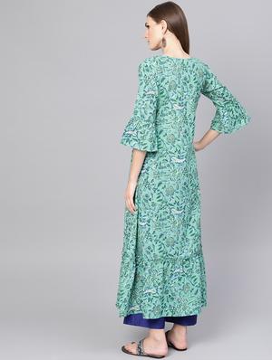 bell sleeves a-line kurta - 16521417 - Standard Image - 3