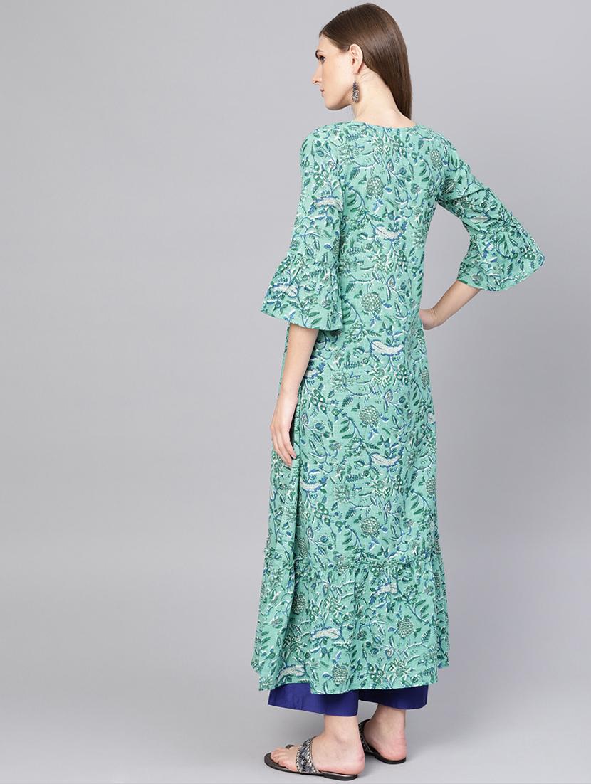bell sleeves a-line kurta - 16521417 - Zoom Image - 3