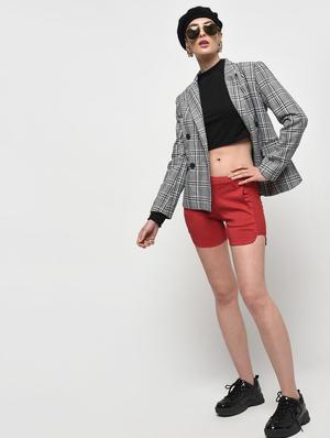 mid rise solid shorts - 16523839 - Standard Image - 3