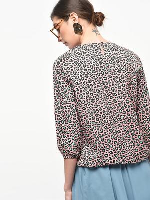 round neck animal print blouson top - 16523882 - Standard Image - 3
