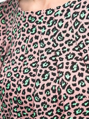 round neck animal print blouson top - 16523882 - Standard Image - 6