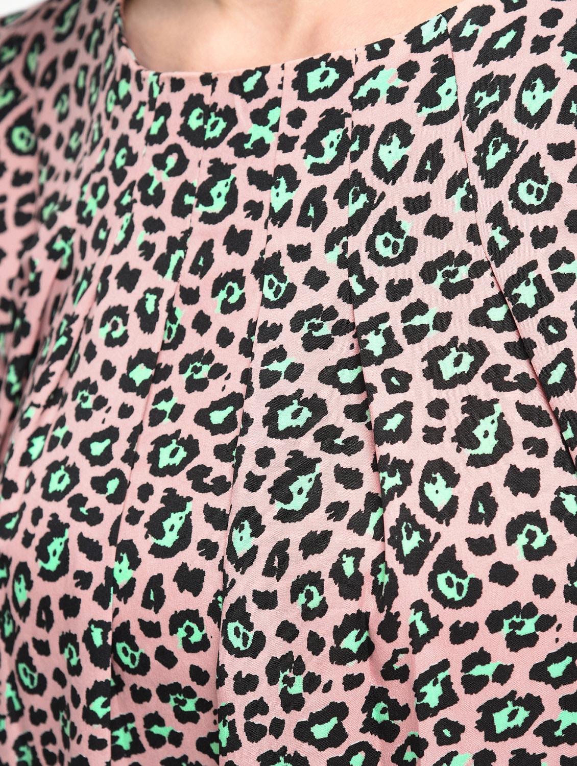 round neck animal print blouson top - 16523882 - Zoom Image - 6