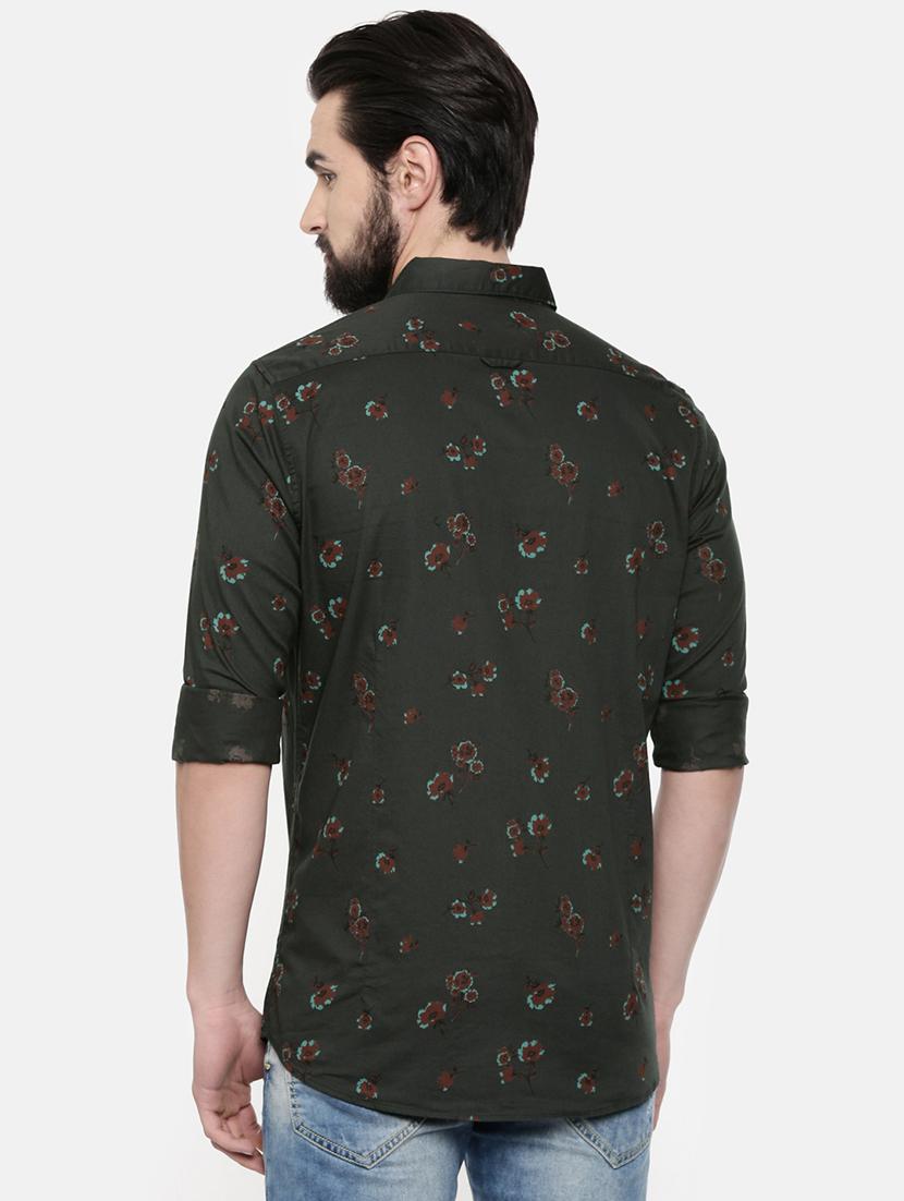 green floral print casual shirt - 16523940 - Zoom Image - 3