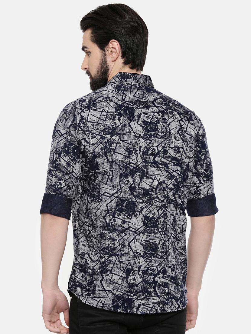 dark blue printed casual shirt - 16523945 - Zoom Image - 3